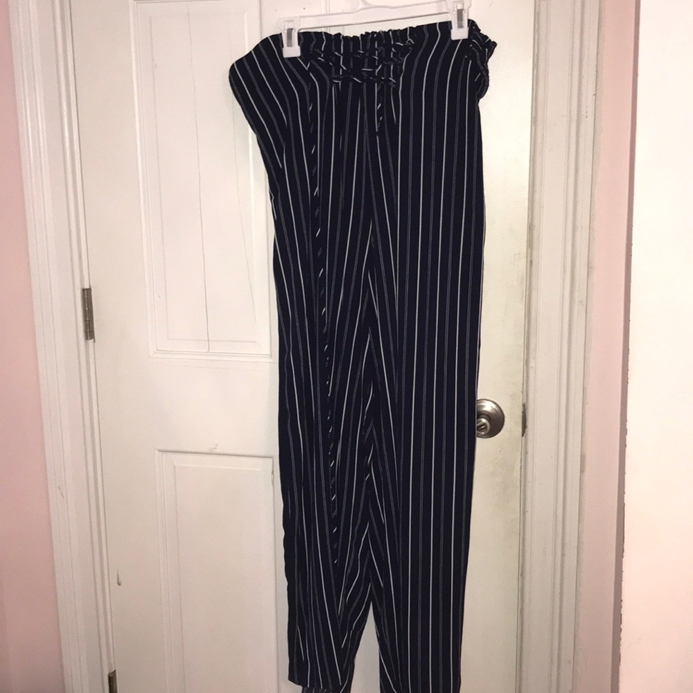 Blue and white flowy pants